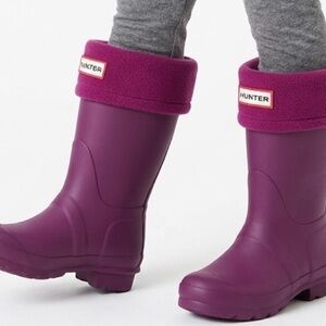 Hunter Kids Plush Fleece Boot Liners - Plum Purple - Size L (US 1-3 / UK 13-2)
